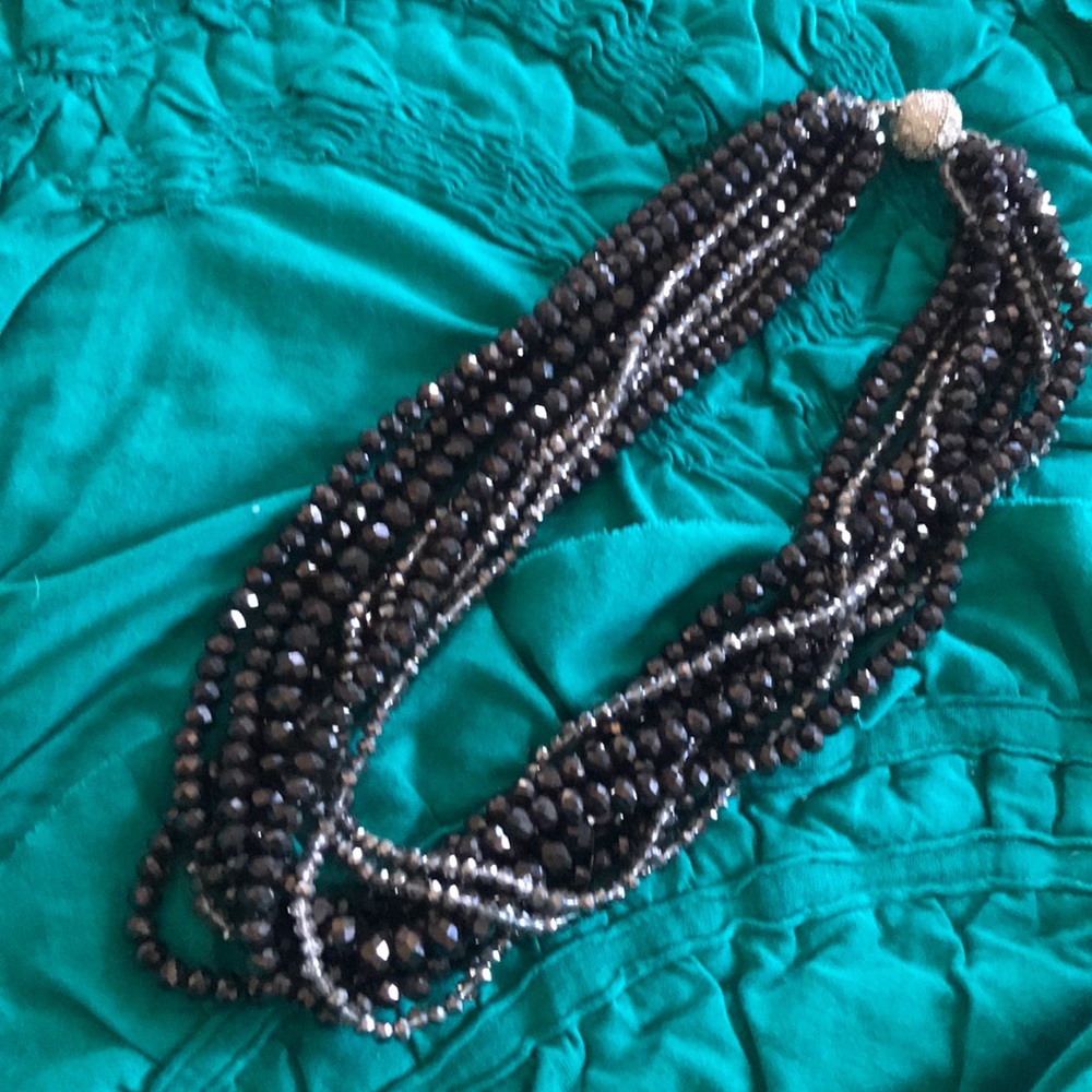 Back & gray sparkly multistrand statement necklace